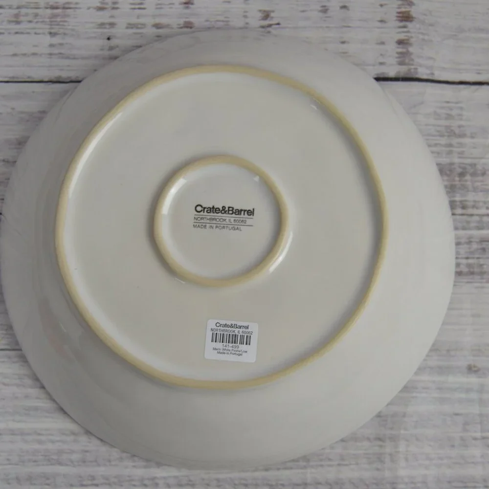 Crate & Barrel 9” Marin White Pasta Bowl Low Wavy Rim 141-499 NEW